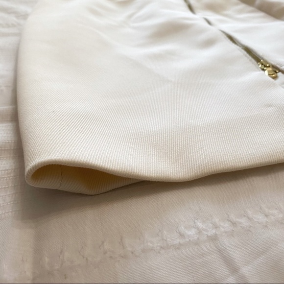 J CREW PETITE CREAM ASYMMETRICAL FRONT ZIPPER RIBBED PENCIL SKIRT - 4P - Picture 11 of 12